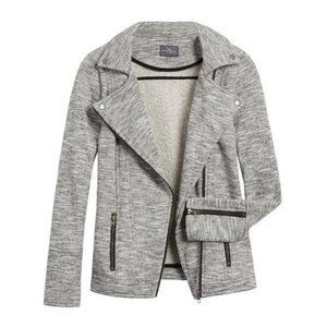 Gray and Black French Terry Moto Jacket, Small